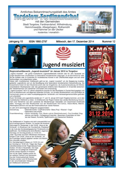 Titelseite amtliches Bekanntmachungsblatt