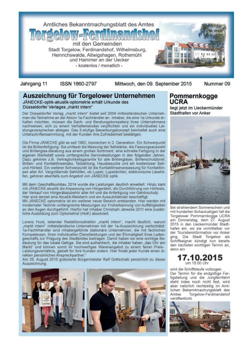Titelseite amtliches Bekanntmachungsblatt